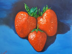 Strawberries 03, original large-size oil painting. 100*80cm/36*40in
