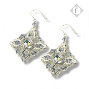 Elizé® CRYSTALS MAGIC COLLECTION – SWAROVSKI® ICE CRYSTAL EARRINGS – SILVER WITH AIRY BLUE