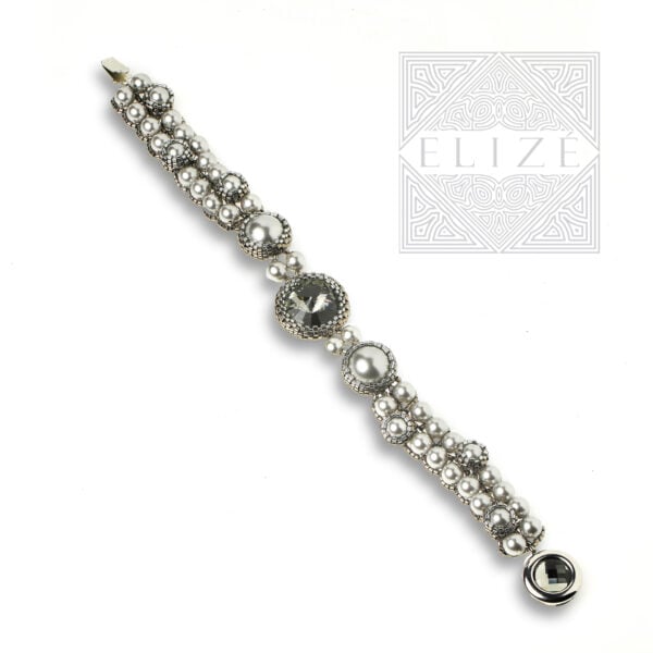 Elizé® TIMELESS PEARLS (LIMITED EDITION) – SWAROVSKI® PEARL AND CRYSTAL BRACELET – LIGHT GREY DELITE