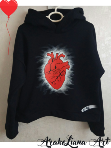 Hand painted unisex hoodie “Heart”