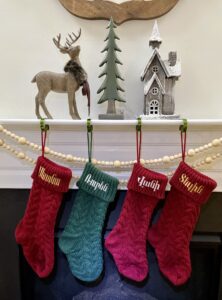 Custom personalized Christmas Stockings in Armenian and English, Large Knitted 18″ inch for Family Holiday classic decor.