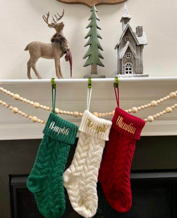 Custom personalized Christmas Stockings in Armenian and English, Large Knitted 18" inch for Family Holiday classic decor.