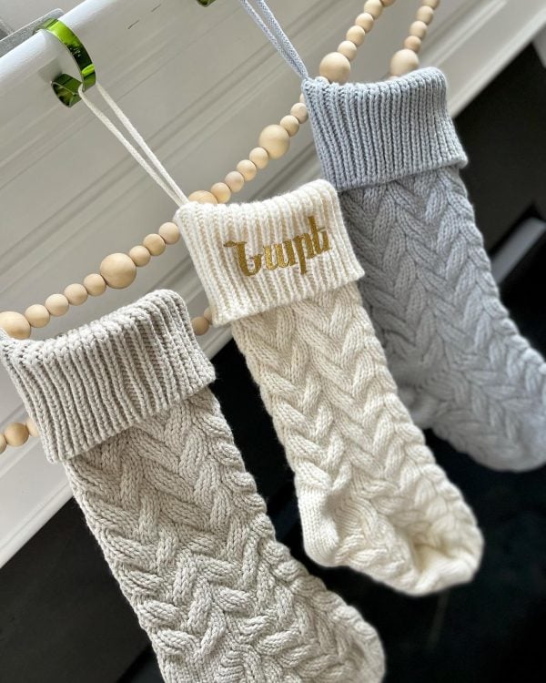 Custom personalized Christmas Stockings in Armenian and English, Large Knitted 18" inch for Family Holiday classic decor.