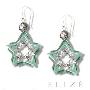 Elizé® PRETTY LITTLE THINGS COLLECTION – SWAROVSKI® PEARL STAR EARRING – METALLIC EMERALD