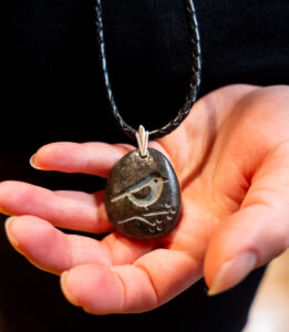 Genuine leather necklace with bird stone pendant, bird carved pendant, cross carved pendant, unique necklace, stone necklace