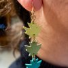 Genuine leather maple leaf earrings, unique earrings, modern earrings, yellow earrings, green earrings, turquoise earrings, celtic earrings