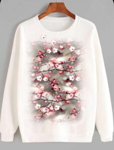 SWEATSHIRT WITH JEWELLED BLOOMS OF APRICOTS