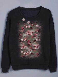 SWEATSHIRT WITH JEWELLED BLOOMS OF APRICOTS