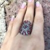 Sterling silver 925 red quartz stone ring full finger ring with red gem handmade Armenian ring for her