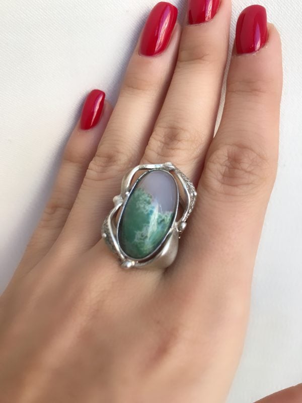 Armenian Ring Sterling Silver 925 Armenian jewellery handmade ring real gemstone agate transparent large silver ring real agate Armenian ring