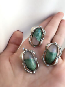 Jewellery set Sterling silver 925 Armenian jewellery Gate ring and earrings real gemstone set agate jewellery best gift for her handmade silver jewellery Armenian silver