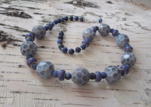 Handmade ceramic beads necklace “Sea foam”
