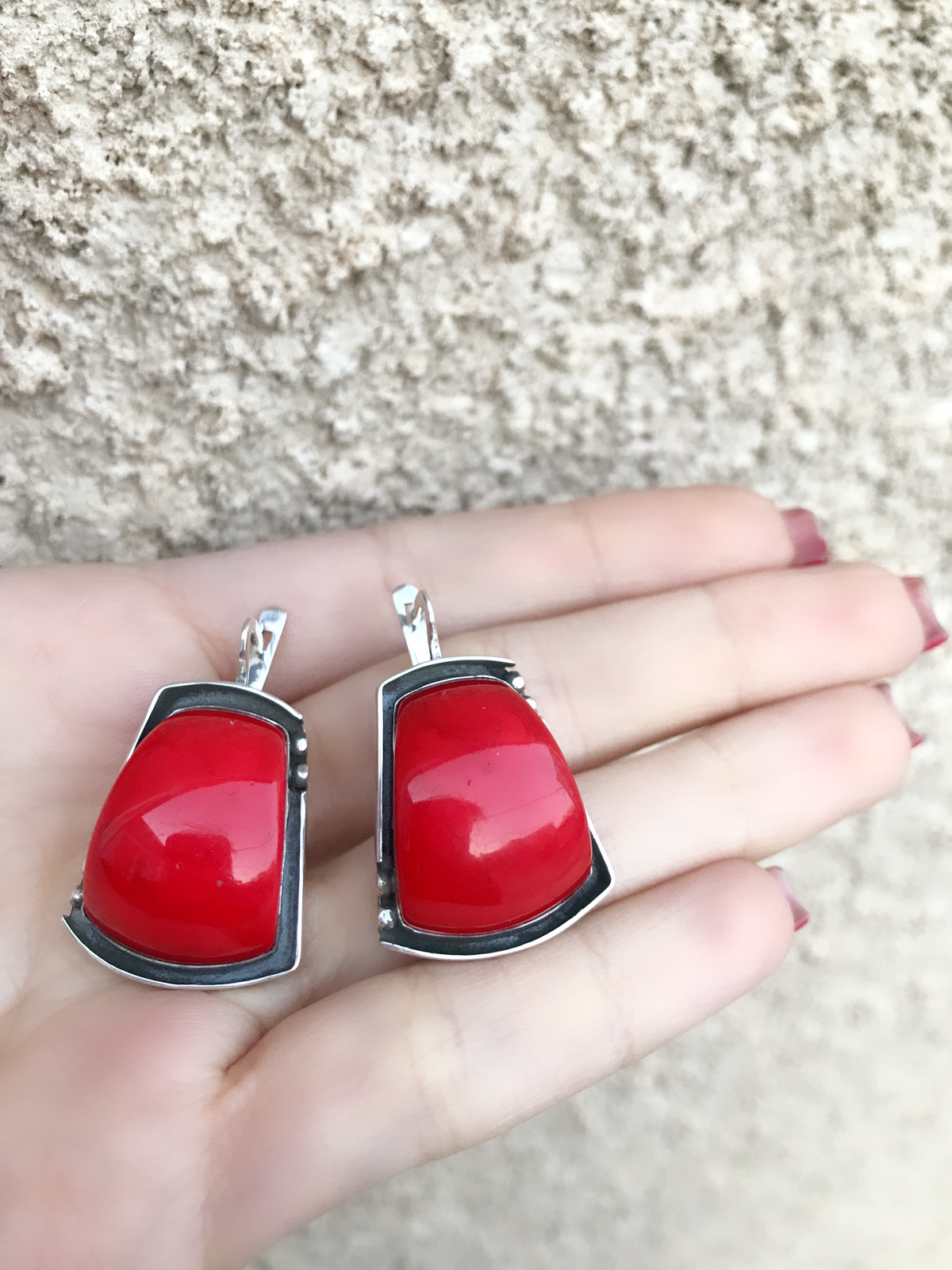 Deep Red Coral Teardrop Beads with Turquoise Rondelle and Sterling Ear –  Kaminski Jewelry Designs