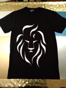 Silver Lion T-shirt hand painted