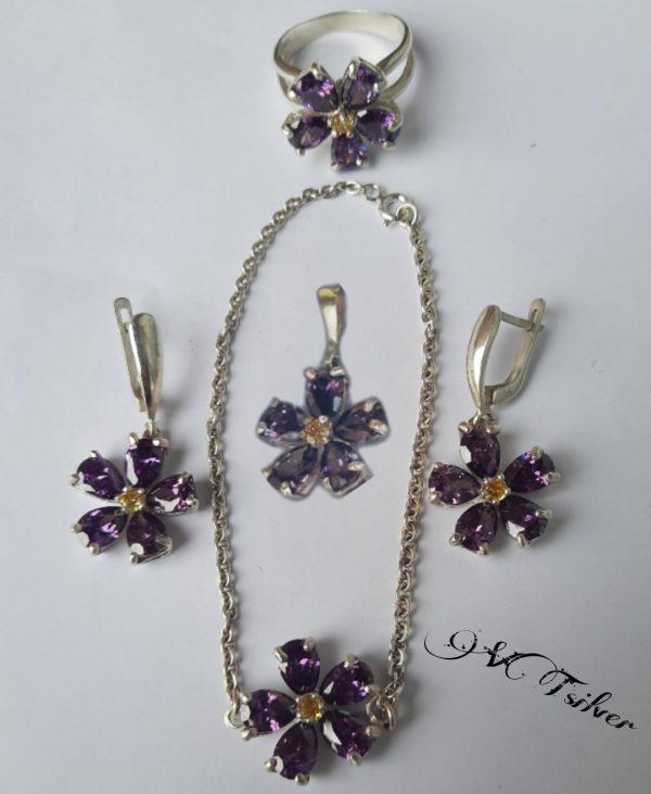 The Unforgettable Flower- Silver Jewelry Set--Unforgettable