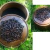 Handmade Armenian Round wooden box with Endless Knot