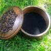 Handmade Armenian Round wooden box with Endless Knot