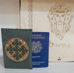 Handmade Passport Case w/ Armenian Marash Embroidery