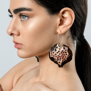 Pomegranate wooden earrings