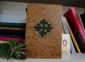 Brown suede handmade notebook / sketchbook with Marash embroidery