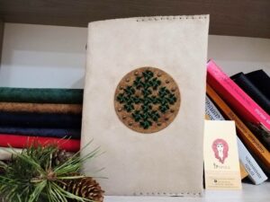 Beige suede handmade notebook / sketchbook with Marash embroidery