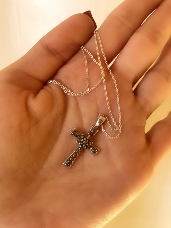 Cross pendant Sterling silver 925 Armenian cross Marcasite pendant Small cross necklace Armenian jewellery delicate cross best Armenian gift for her marcasite silver 925