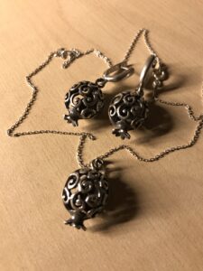 Pomegranate jewelry set, sterling silver(set)
