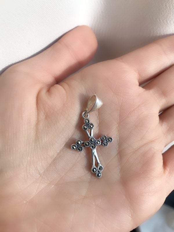 Cross pendant Sterling silver 925 Armenian cross Marcasite pendant Small cross necklace Armenian jewellery delicate cross best Armenian gift for her marcasite silver 925