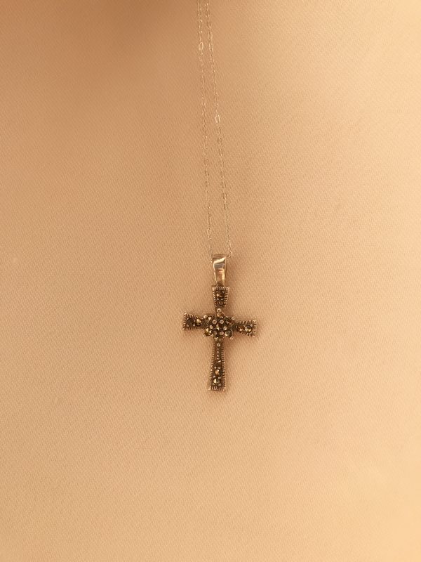 Cross pendant Sterling silver 925 Armenian cross Marcasite pendant Small cross necklace Armenian jewellery delicate cross best Armenian gift for her marcasite silver 925