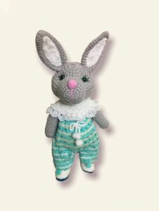Handmade Knitted Bunny in Blue