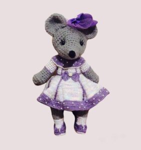 Handmade Knitted Mouse in Purple