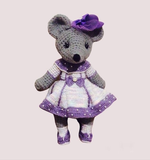 Handmade Knitted Mouse in Purple