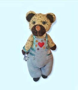 Handmade Knitted Bear in Blue