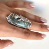 Sterling silver 925 ring Natural Agate ring with lizard , natural gemstone jewellery , Armenian ring , armenian silver jewellery full finger ring transparent agate ring