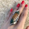 Sterling silver 925 ring Natural Agate ring Armenian Silver 925 Extra Large ring Extra large jewellery Adjustable ring green and yellow gemstone