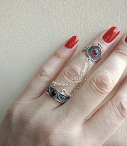 Sterling silver Armenian pomegranate ring Adjustable double rings style