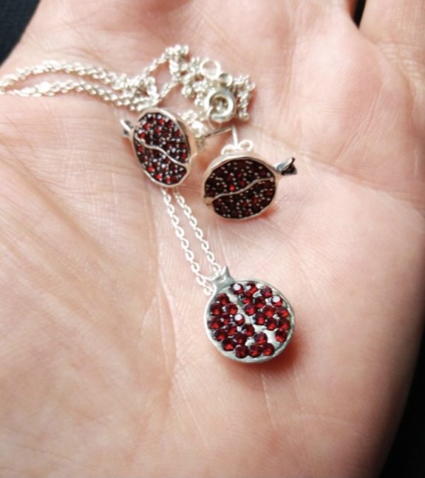 Handmade sterling silver Pomegranate (set)