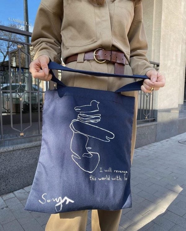 Sonmade handcrafted shopper bag with Sergey Parajanov's quotes