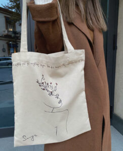 Sonmade handcrafted shopper bag with Vahan Terian’s quatrain