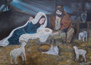 “Birth of Jesus”, oil on canvas, 50×70 cm