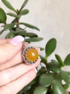 Sterling Silver 925 Armenian jewellery yellow gemstone pendant , Handmade pendant with yellow amber Silver 925 pendanr , unique pendant with natural gemstone