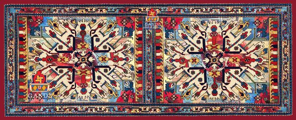 Cashmere scarf "Armenian carpet Khachen, Artsvashen " by Gandz #3248