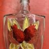 Painted Red Pomegranate Decorated Bottle