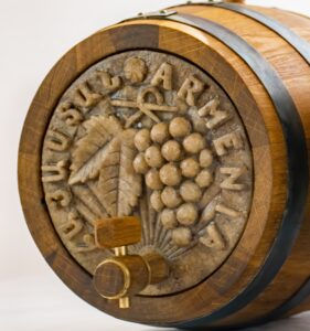 Natural Oak Barrel PREMIUM QUALITY, with Armenian Ornaments, 3 liter