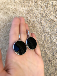 Round earrings Sterling silver 925 Armenian handmade jewelry ,real black onyx earrings . round earrings , dangle earrings ,black onyx earrings , Armenian earrings , silver earrings with real BLACK ONYX