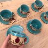 Կերամիկական ձեռքի աշխատանք սուրճի բաժակ ափսեյով