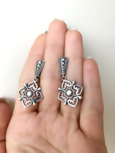 Armenian earrings Sterling silver 925 Armenian handmade earrings ,unique earrings with Armenian patterns , dangle earrings , long earrings one of a kind