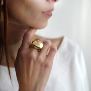 Gold Dome Ring , Sterling Silver Chunky Ring, Ball Ring, Gold Plated Statement Ring, Asymmetrical Modern Ring, Large Gold Ring, Fashion Ring