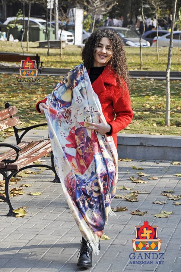 "Armenian Letters With Still Lifes" Scarf