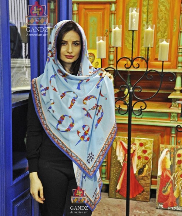 "Armenian Bird-Letters" Silk Scarf